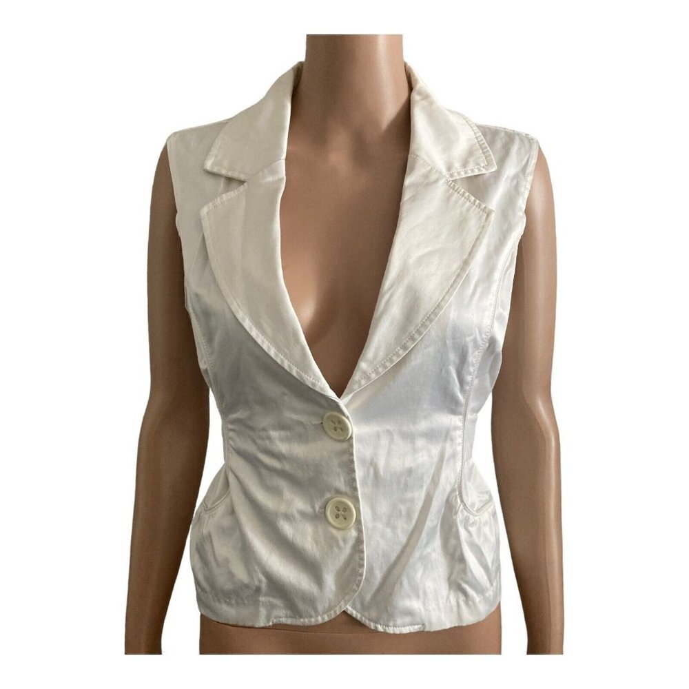 MKM Designs Blouse Womens Large White Sleeveless Tie Back